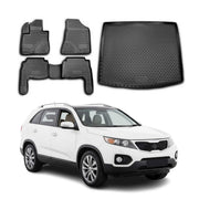 2011-2013 Kia Sorento Floor Mats & Cargo Liner Full Set All Weather Black
