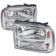 2005-2007 Ford F-250/350/450/550/Excursion Crystal Headlights Chrome/Clear