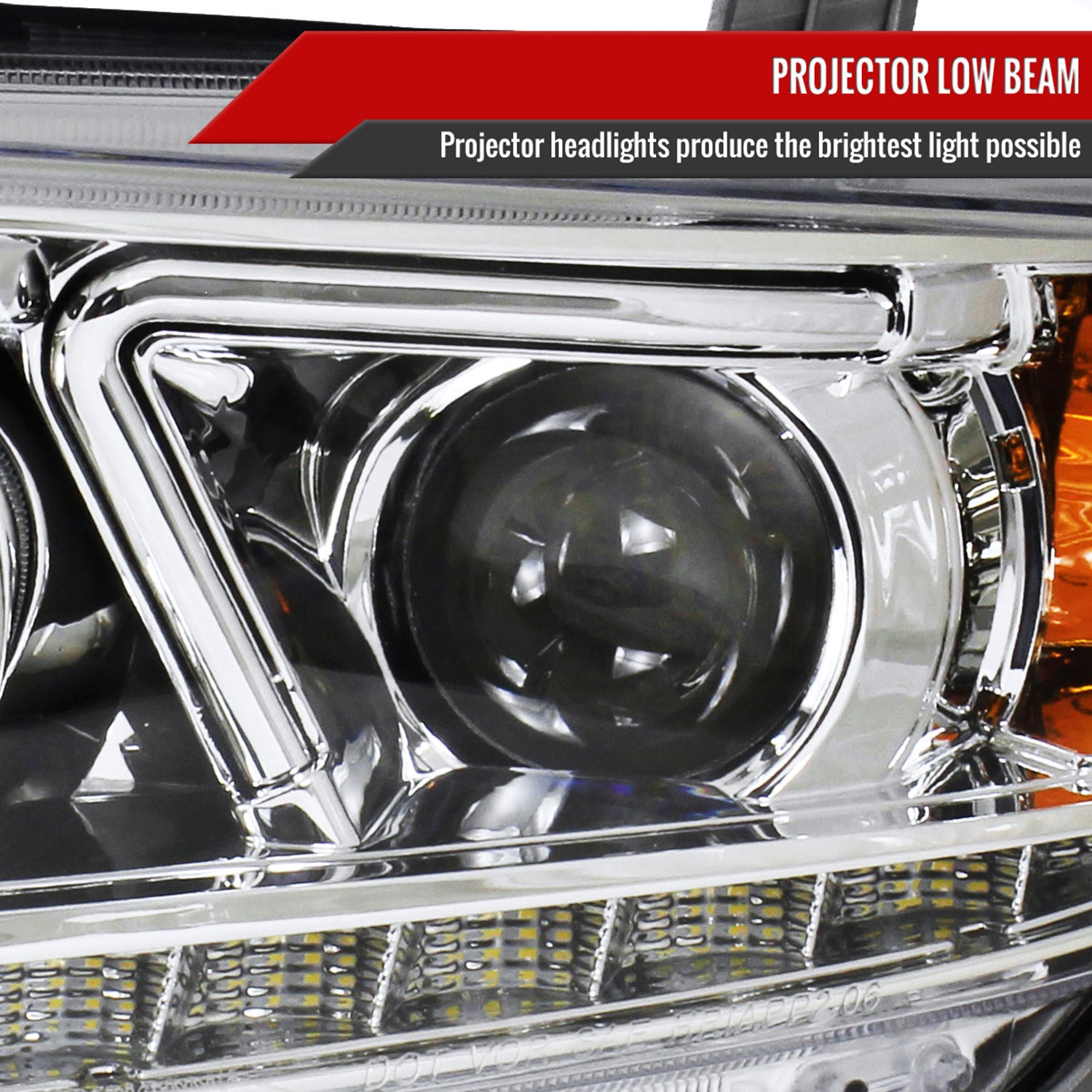 2011-2013 Toyota Highlander Projector Headlights SMD LED Light Strip Chrome