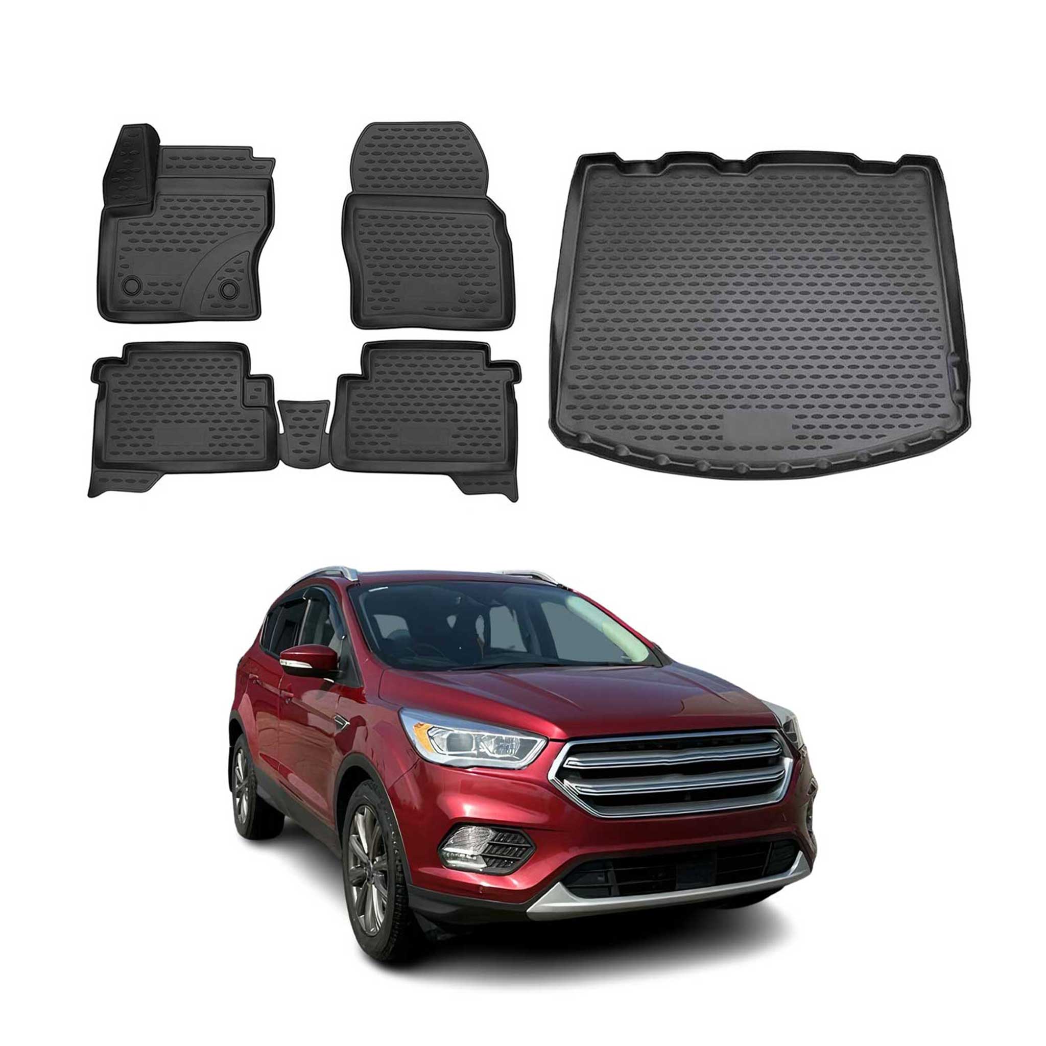 2013-2019 Ford Escape Floor Mats & Cargo Liner Full Set All Weather Black