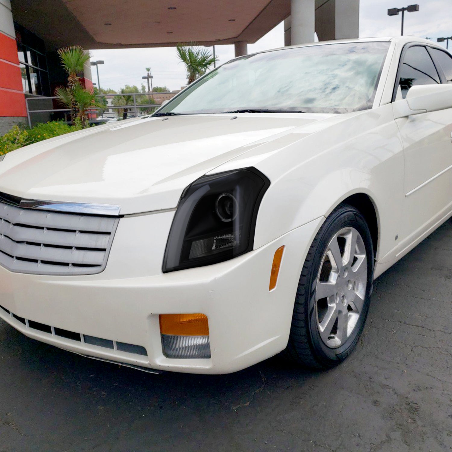 2003-2007 Cadillac CTS Halo LED Turn Signal Projector Headlights Smoke