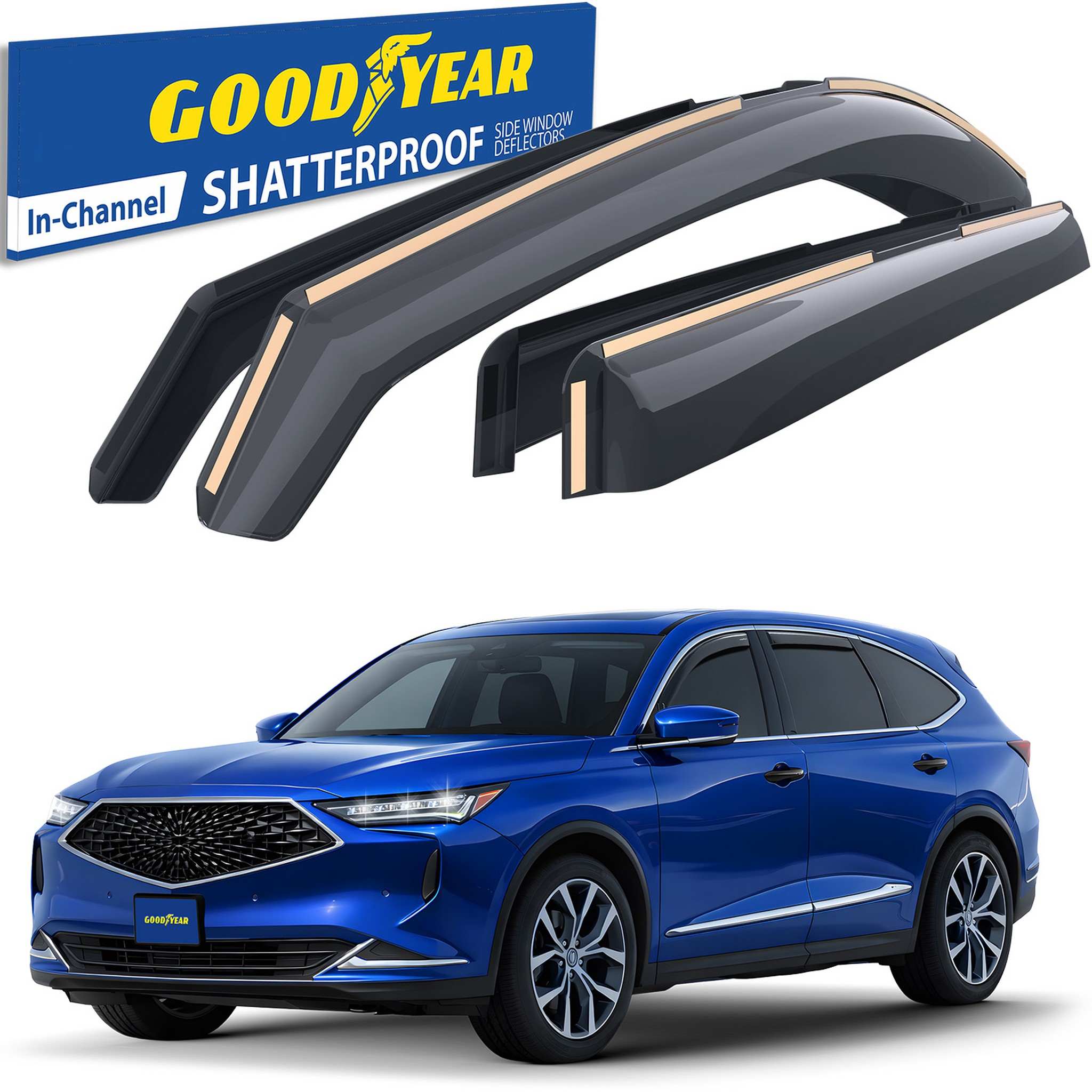 Goodyear Wind Deflectors for Acura MDX 2022-2026 In-channel Premium Smoke 4Pcs