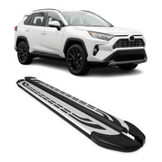 2019-2025 Toyota RAV4 Hybrid Running Boards Side Steps Silver & Black