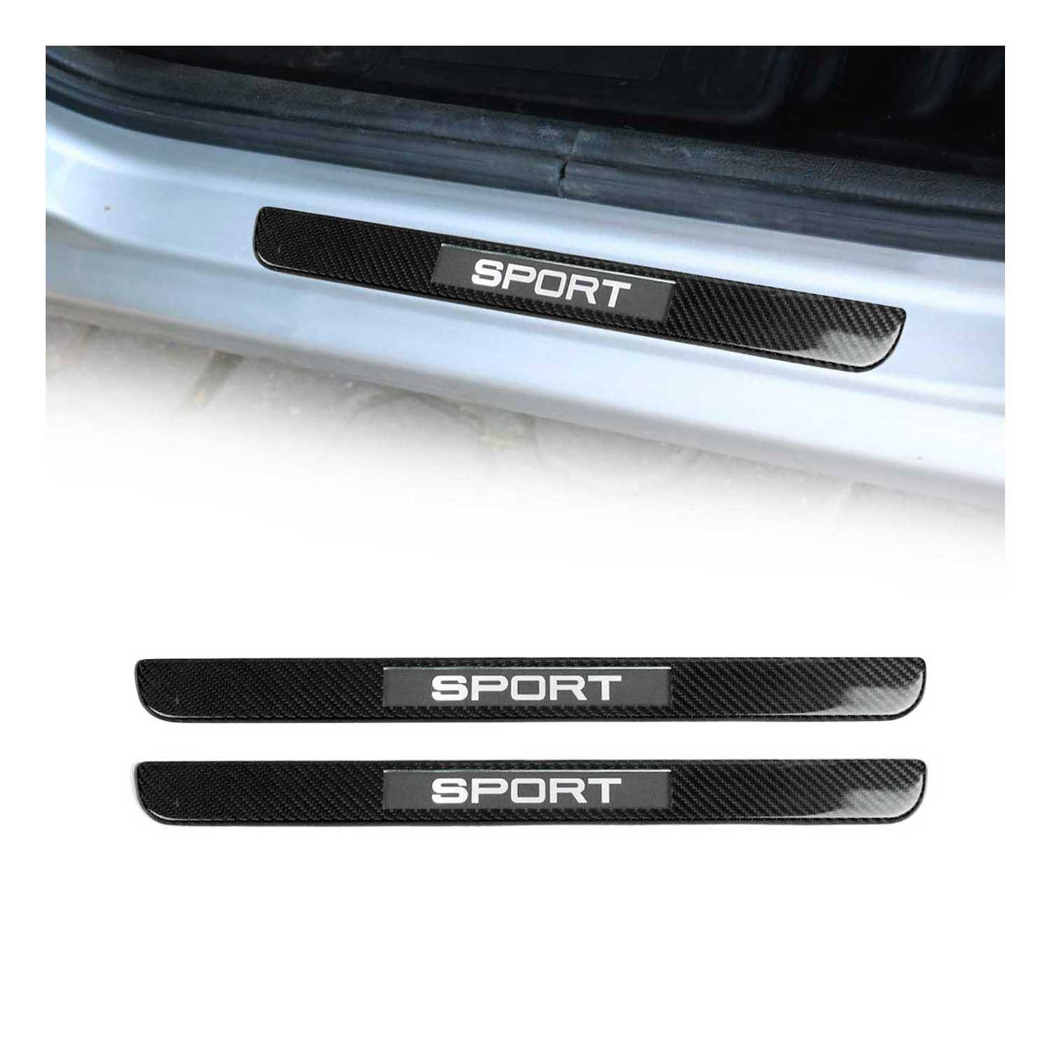 2017-2020 Nissan Rogue Door Sill Scuff Plate Illuminated Carbon Fiber Black 2Pcs