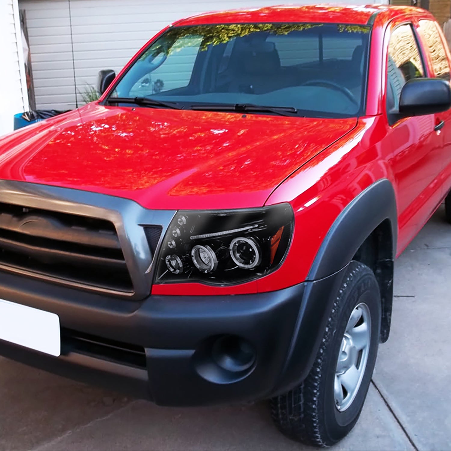 2005-2011 Toyota Tacoma Dual Halo Projector Headlights Glossy Black/Smoke Lens