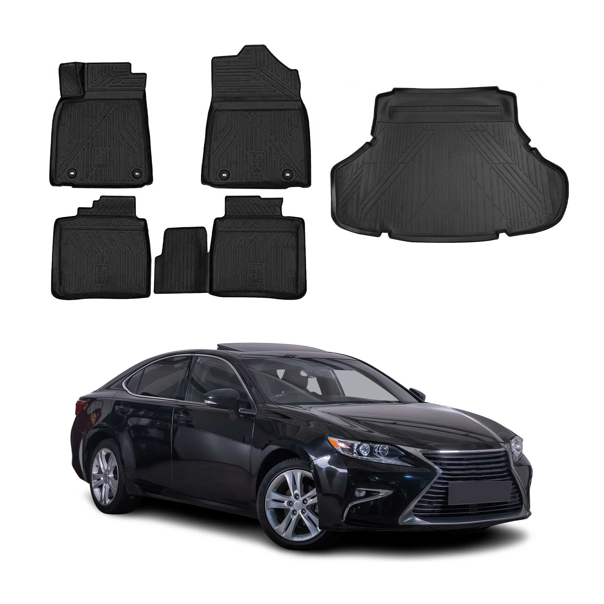2013-2018 Lexus ES 350 Floor Mats & Cargo Liner Full Set All Weather Black