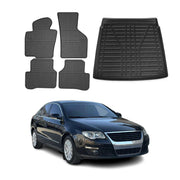 2006-2010 VW Passat B6 Floor Mats & Cargo Liner Full Set All Weather Black