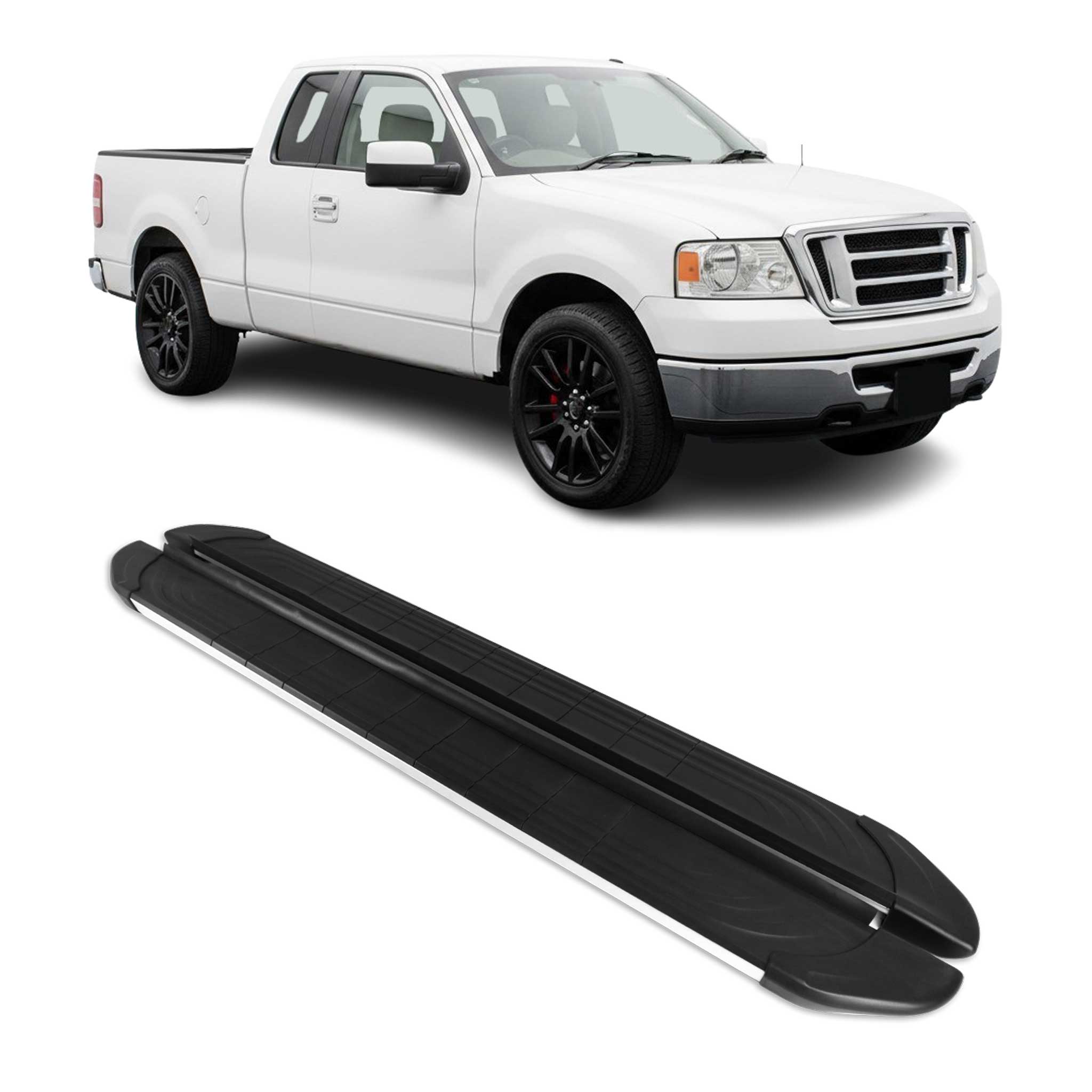2004-2014 Ford F-150 Super Cab Nerf Bar Side Step Running Boards Alu 2x