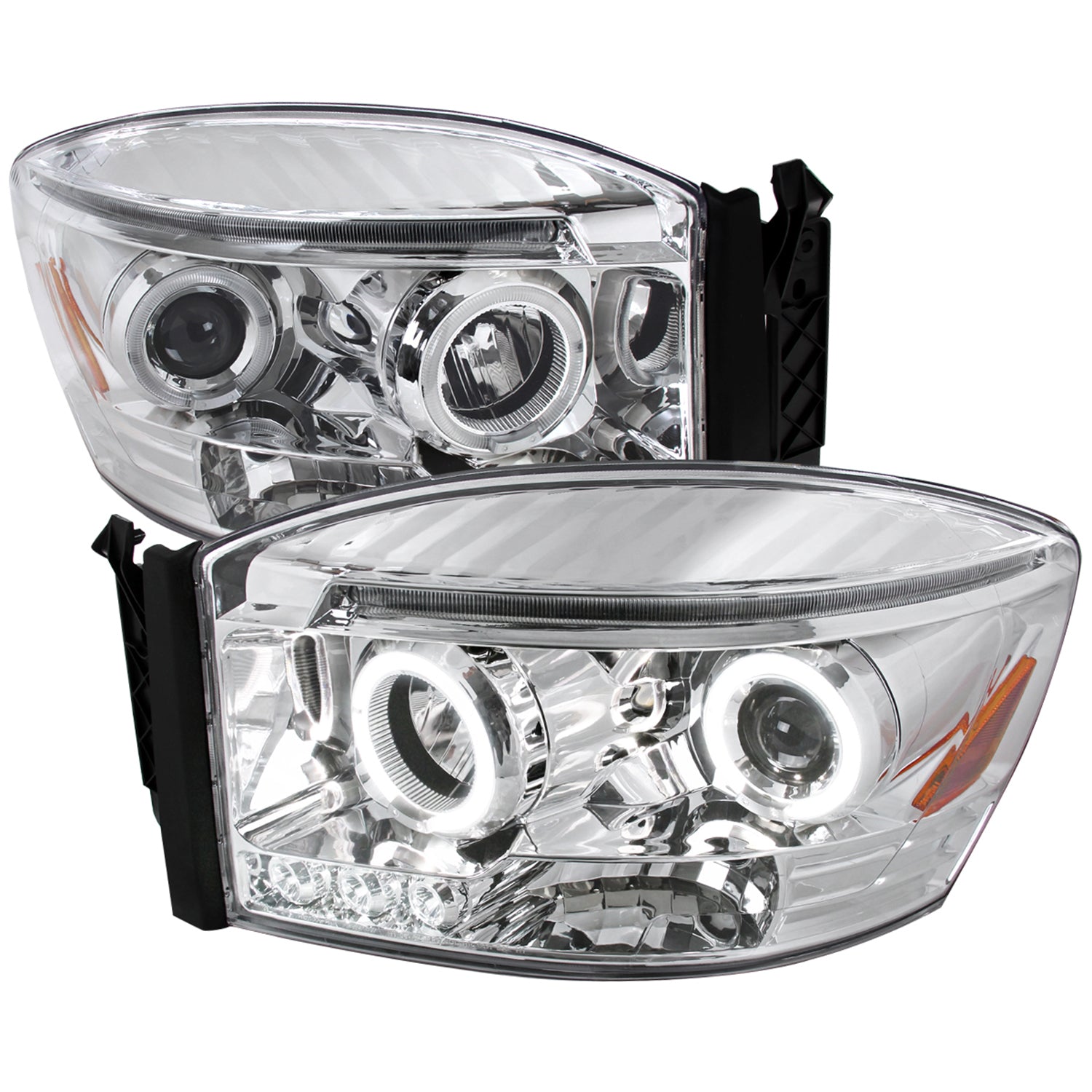 2006-2008 Dodge RAM 1500/ 06-2009 RAM 2500 3500 Dual Halo Headlights Chrome