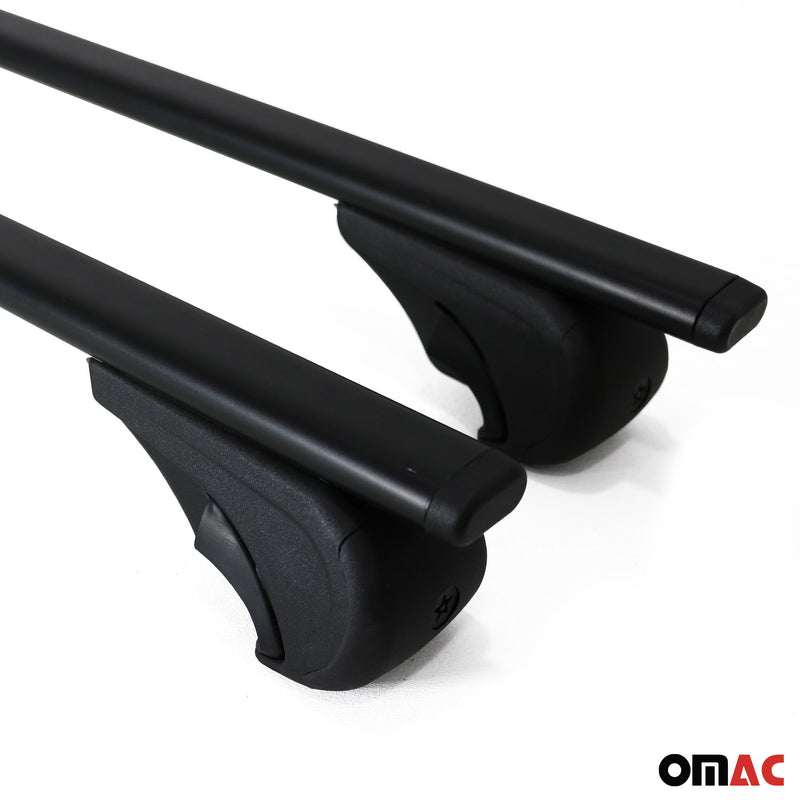 Roof Rack Raised Rail Cross Bars Carrier Lockable 59" 2 Pcs Metal Black