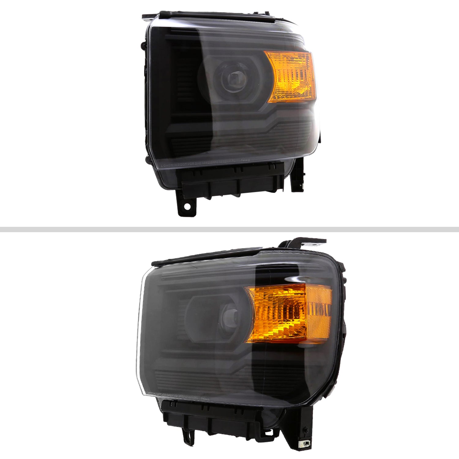 2014-2019 GMC Sierra 1500/2500HD/3500HD Headlights Amber Reflectors Black