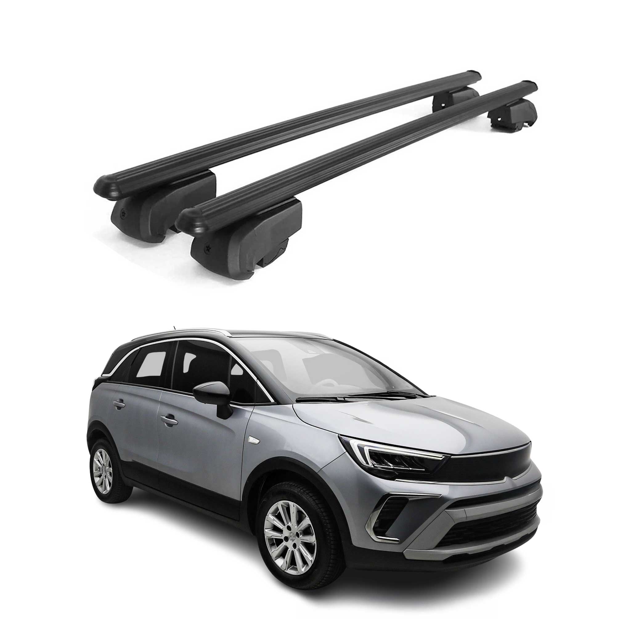 2017-2024 Opel Crossland X Roof Rack Cross Bars Black
