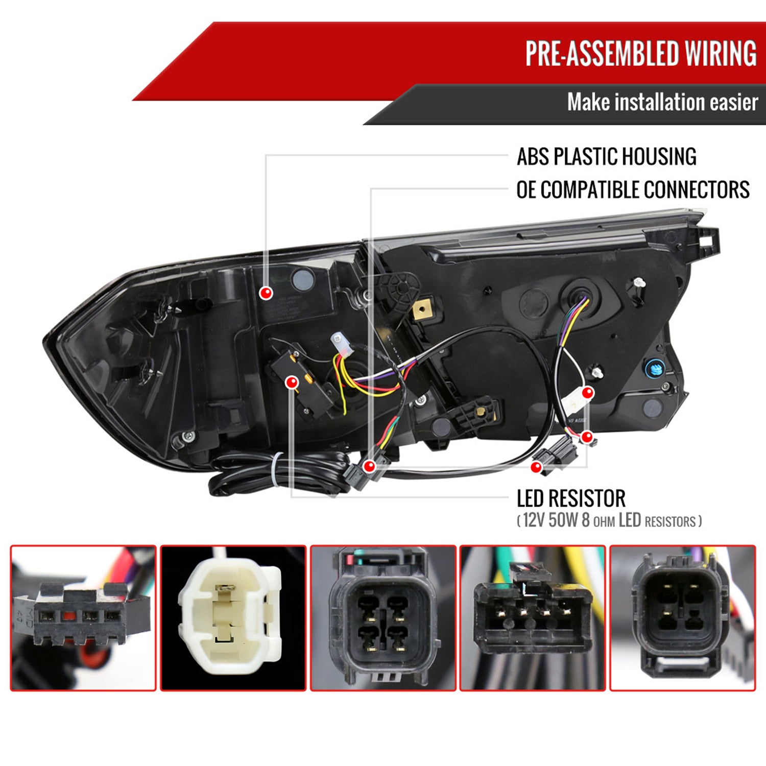 2018-2022 Honda Accord Sedan SQ2 LED Signal Tail Lights Glossy Black/Smoke