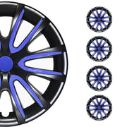 16" Hubcaps Wheel Cover Glossy Black with Dark Blue Insert Durable 4Pcs Full Set