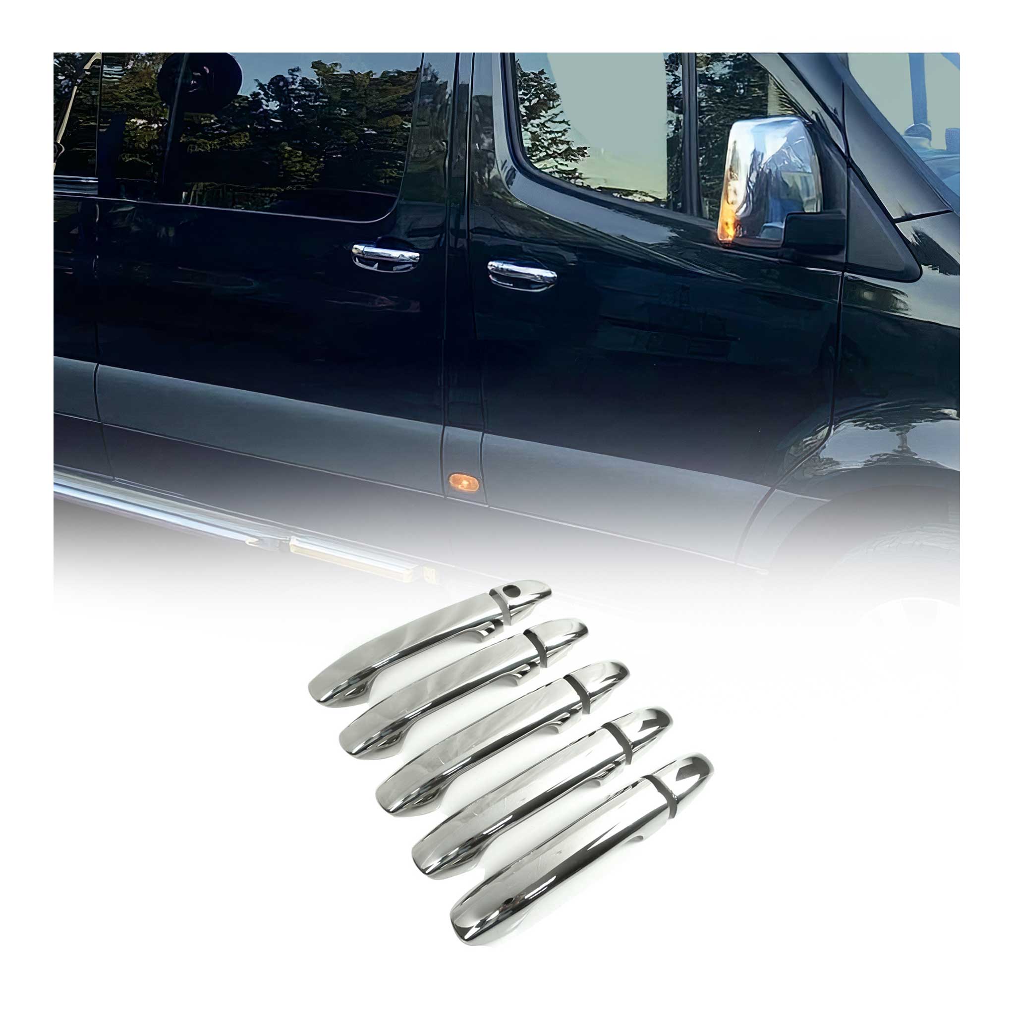 2019-2025 Mercedes Sprinter W907 910 Door Handle Cover Stainless Steel 1 Key Hole