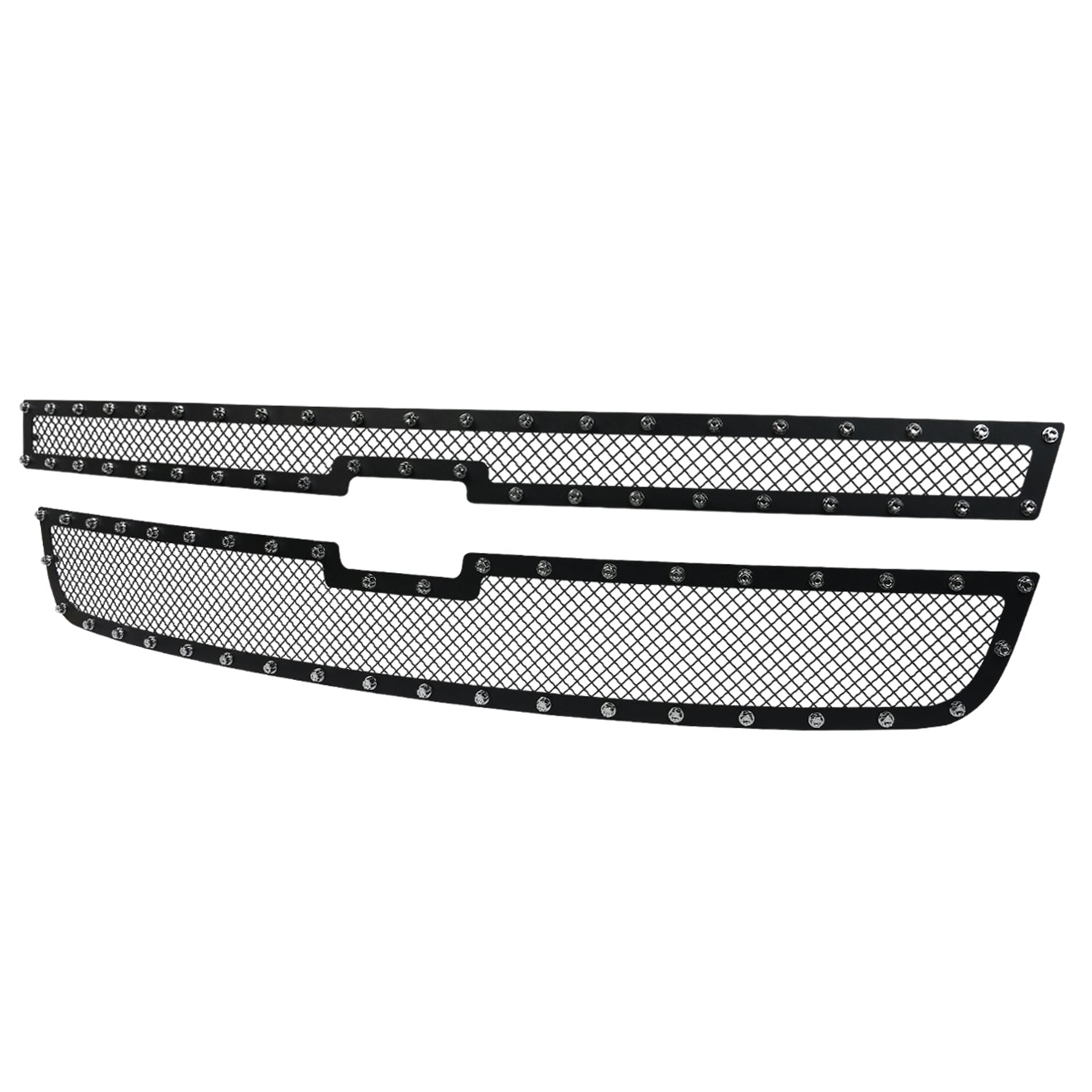 2005-2007 Chevy Silverado Rivet Style Black S.Steel 2PC Mesh Grille Insert