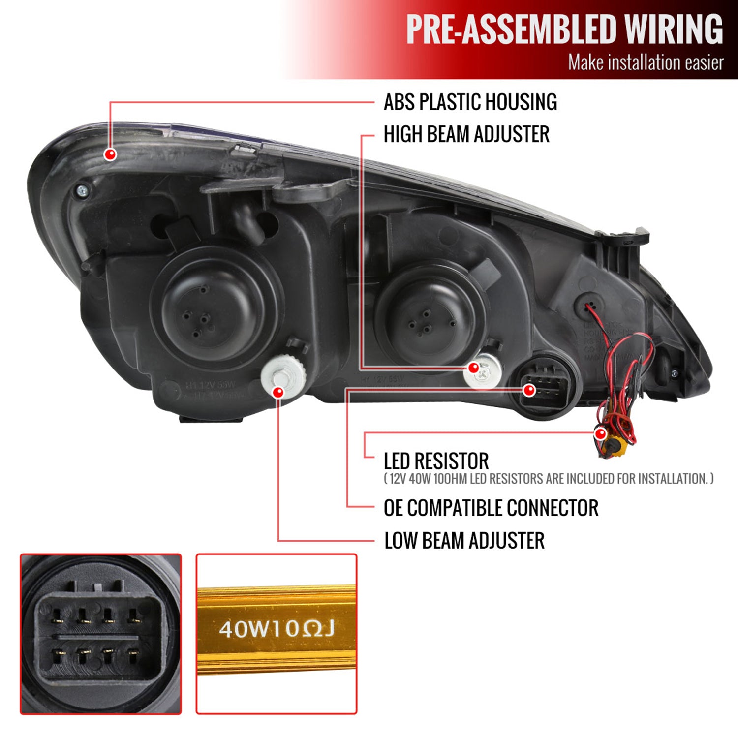 2010-2012 Hyundai Genesis Coupe Sequential LED Bar Projector Headlights Black