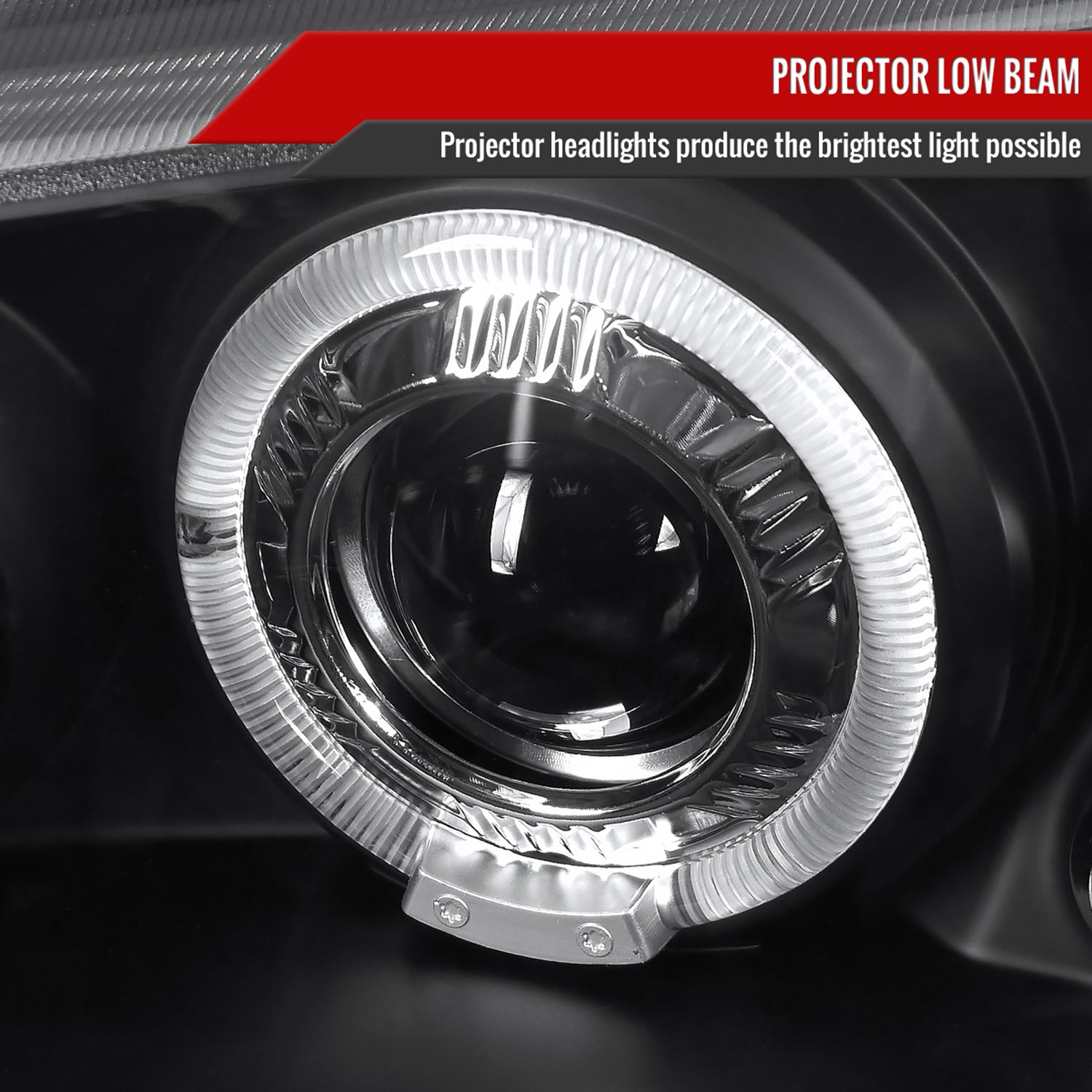 2002-2006 Chevy Avalanche/03-2007 Silverado Dual Halo Projector Headlights Black