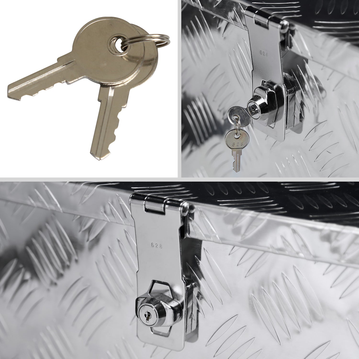 Universal 24" Heavy Duty Silver Alu Truck Tool Box w/ Side Handles Lock & Keys