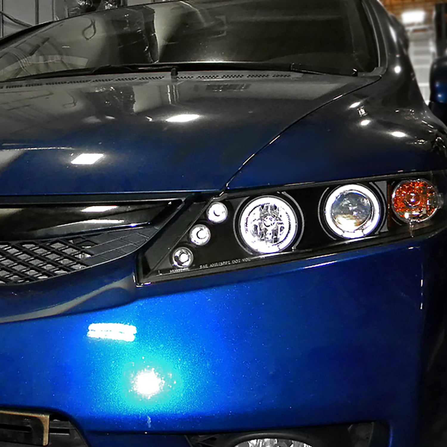 2006-2011 Honda Civic Sedan Dual Halo Projector Headlights Matte Black/Clear