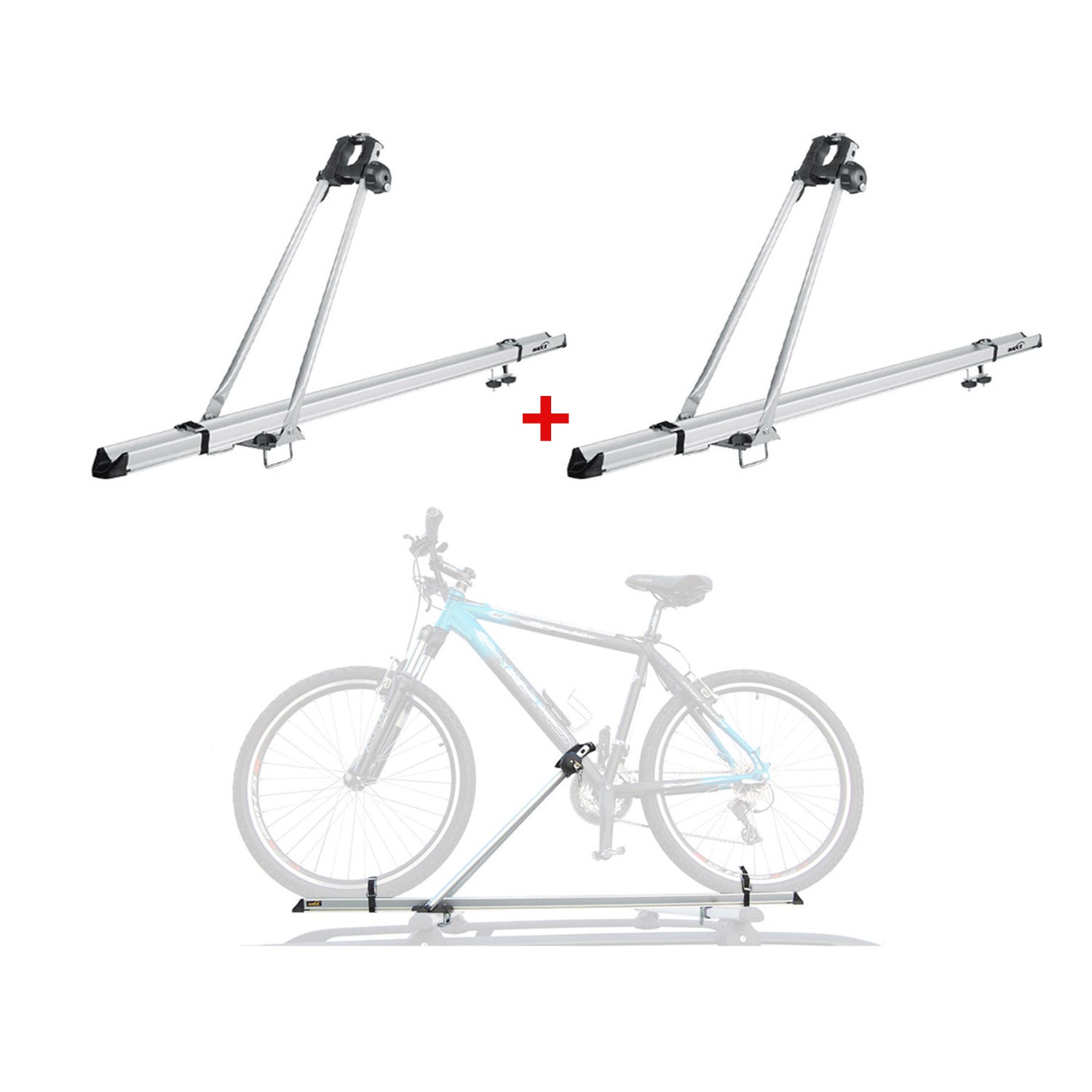 2Pcs Pro Bike Carrier Roof Mount Aluminum Steel Bicycle Rack Car Truck SUV