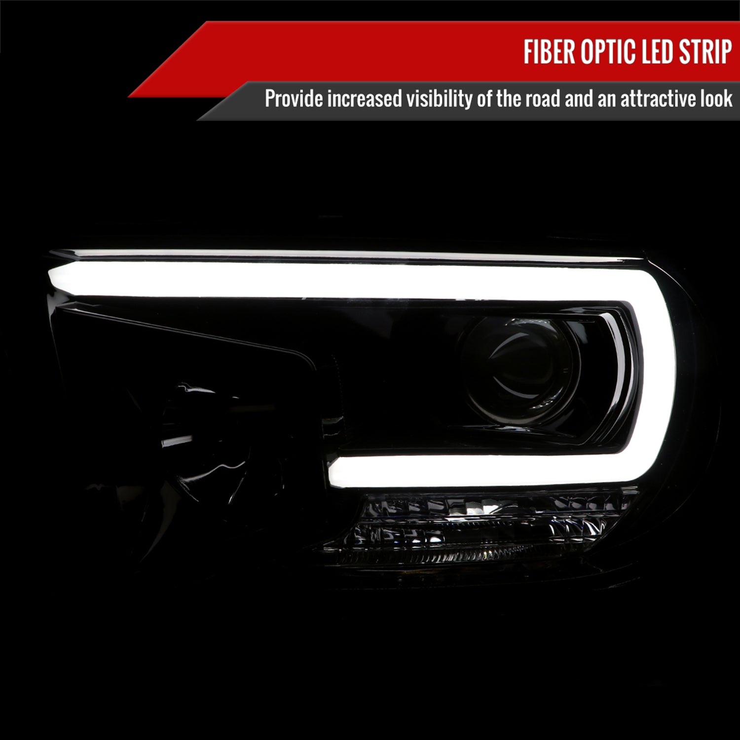 2007-2013 Toyota Tundra/ 2008-2017 Sequoia LED C-Bar Projector Headlights Smoke