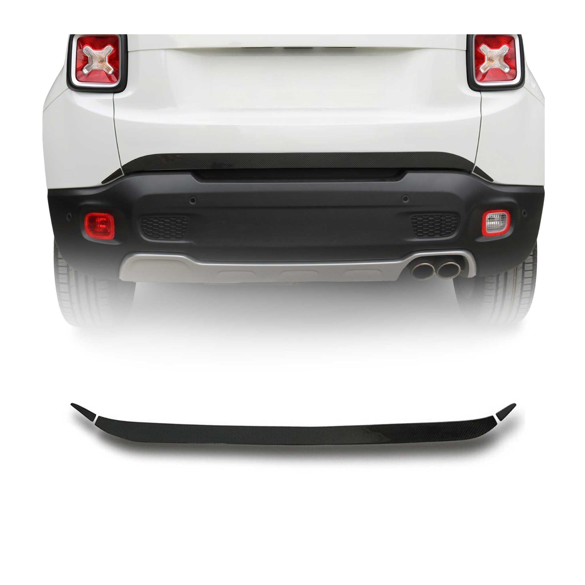 2015-2018 Jeep Renegade Rear Trunk Molding Trim Carbon Fiber Black 3 Pcs