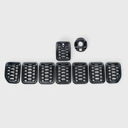 2021-2025 Jeep Grand Cherokee L Grille Overlay Gloss Black 8Pcs ABS Plastic
