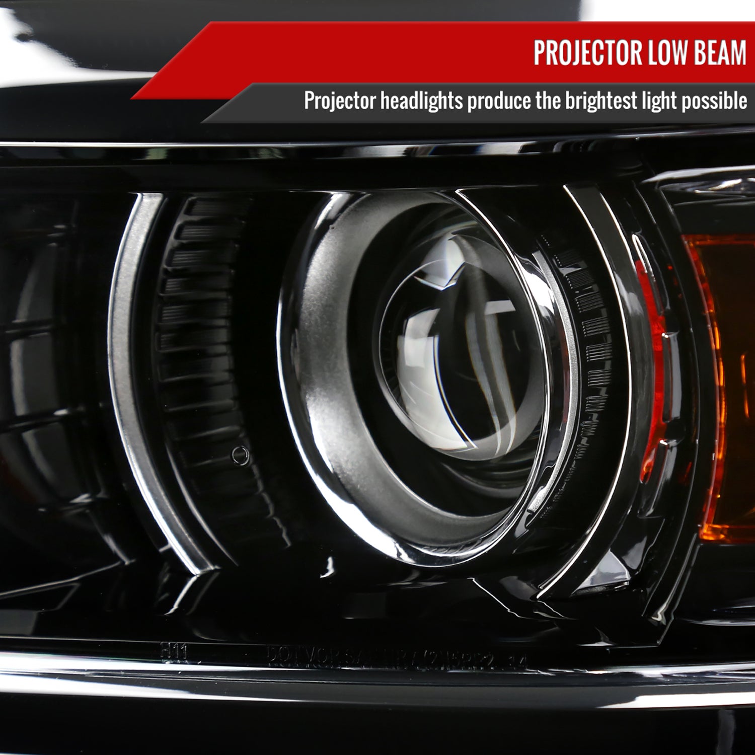 2014-2015 Chevy Silverado 1500 Projector Headlights Glossy Black/Clear Lens