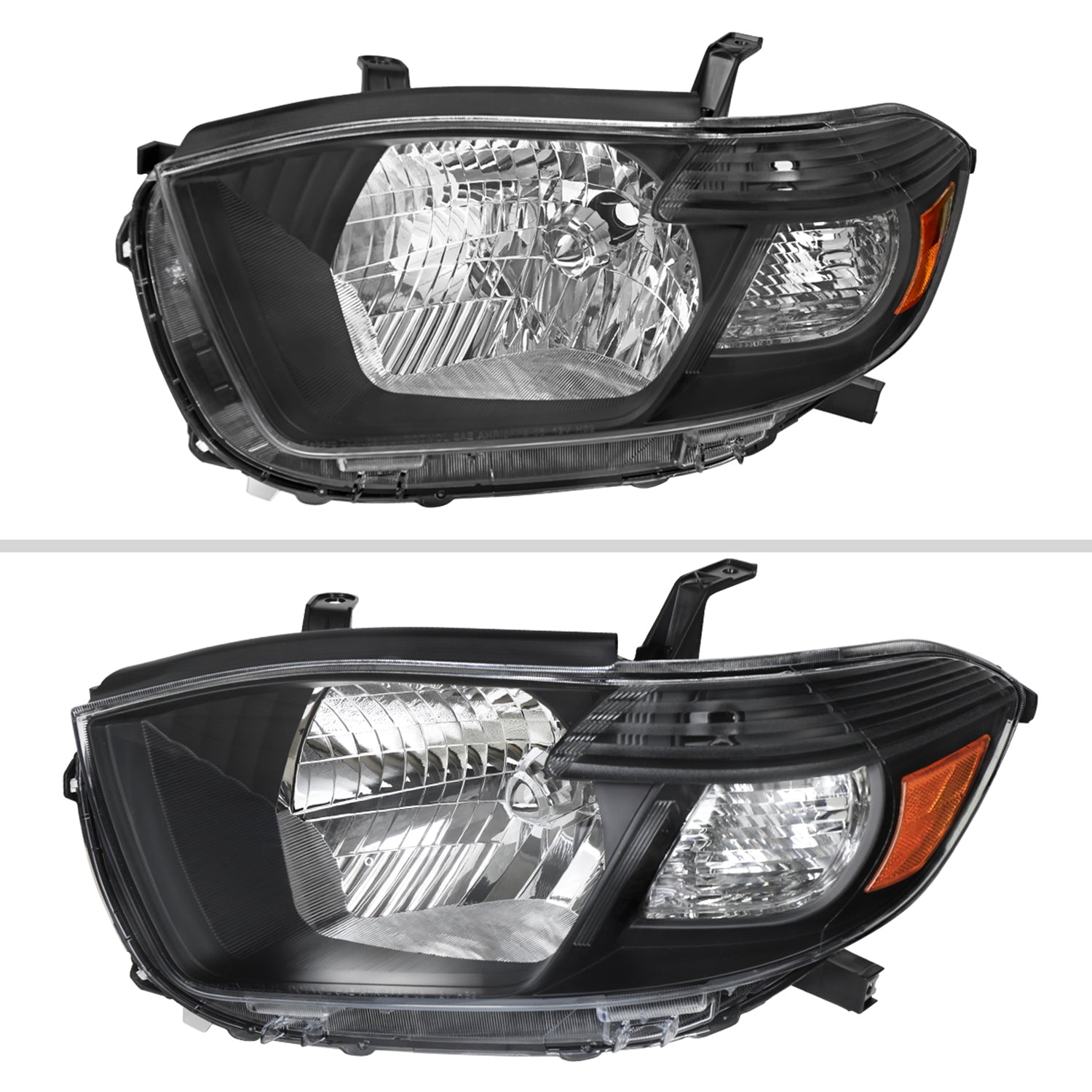 2008-2010 Toyota Highlander Factory Halogen Replacement Headlights Matt Black