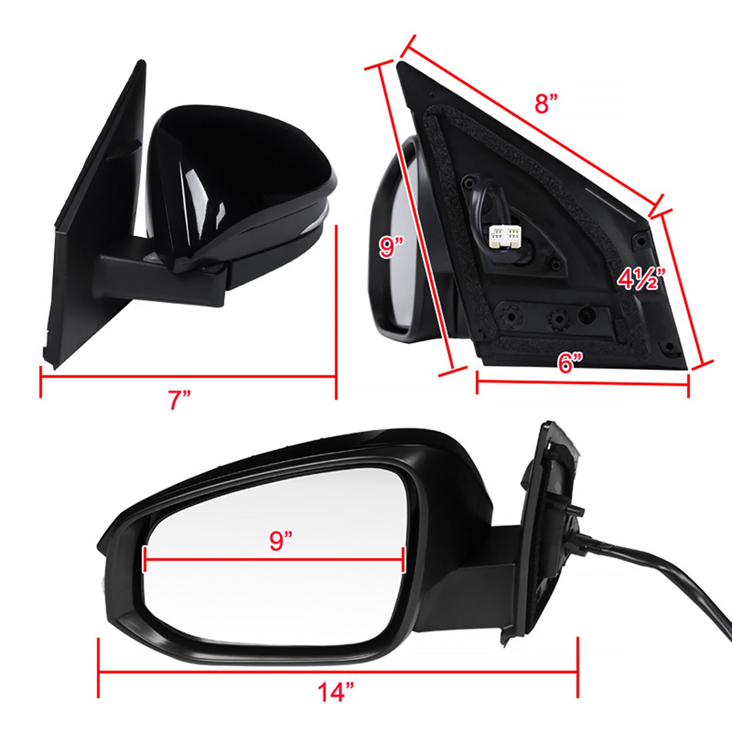 2013-2015 Toyota RAV4 Glossy 9Pin Auto-Fold & Heated Side Mirror Driver Side