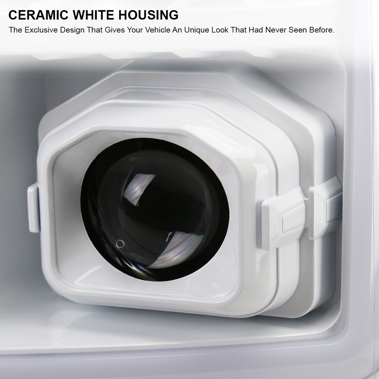 2011-2016 Ford F-250/350/450/550 LED CBar Projector Headlights White Housing