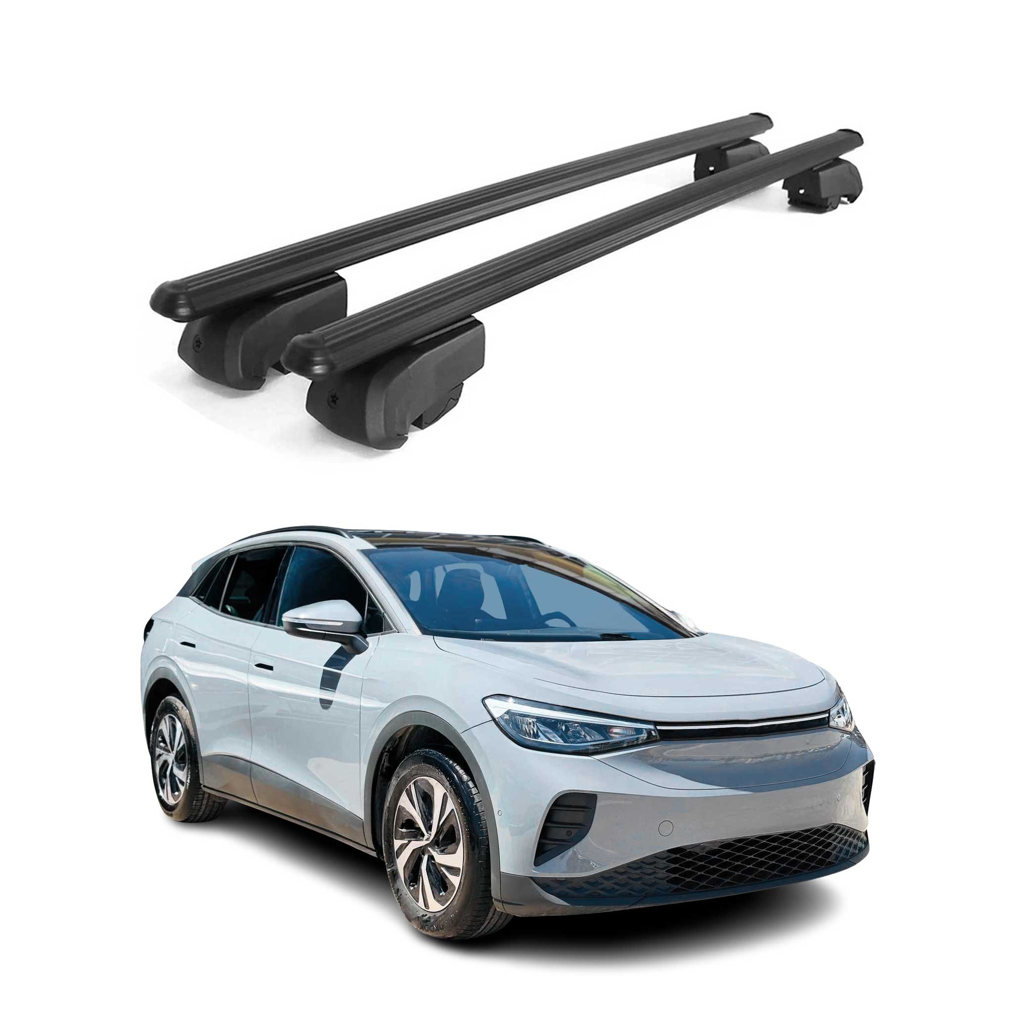 Roof Rack Cross Bars Luggage Carrier for VW ID.4 2021-2024 Black 2 Pcs