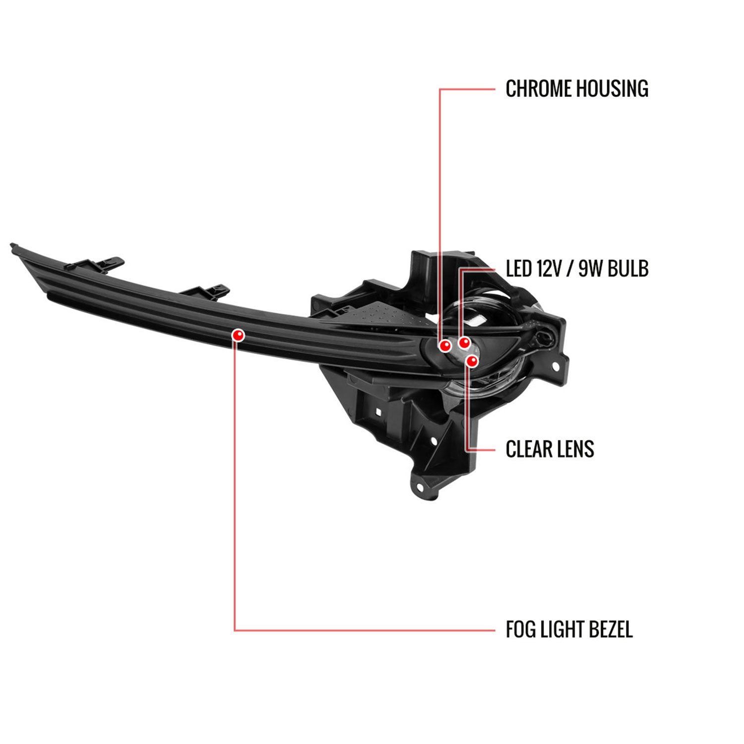 2017-2019 Mazda CX-5 LED Fog Lights Kit Chrome Housing/Clear Lens