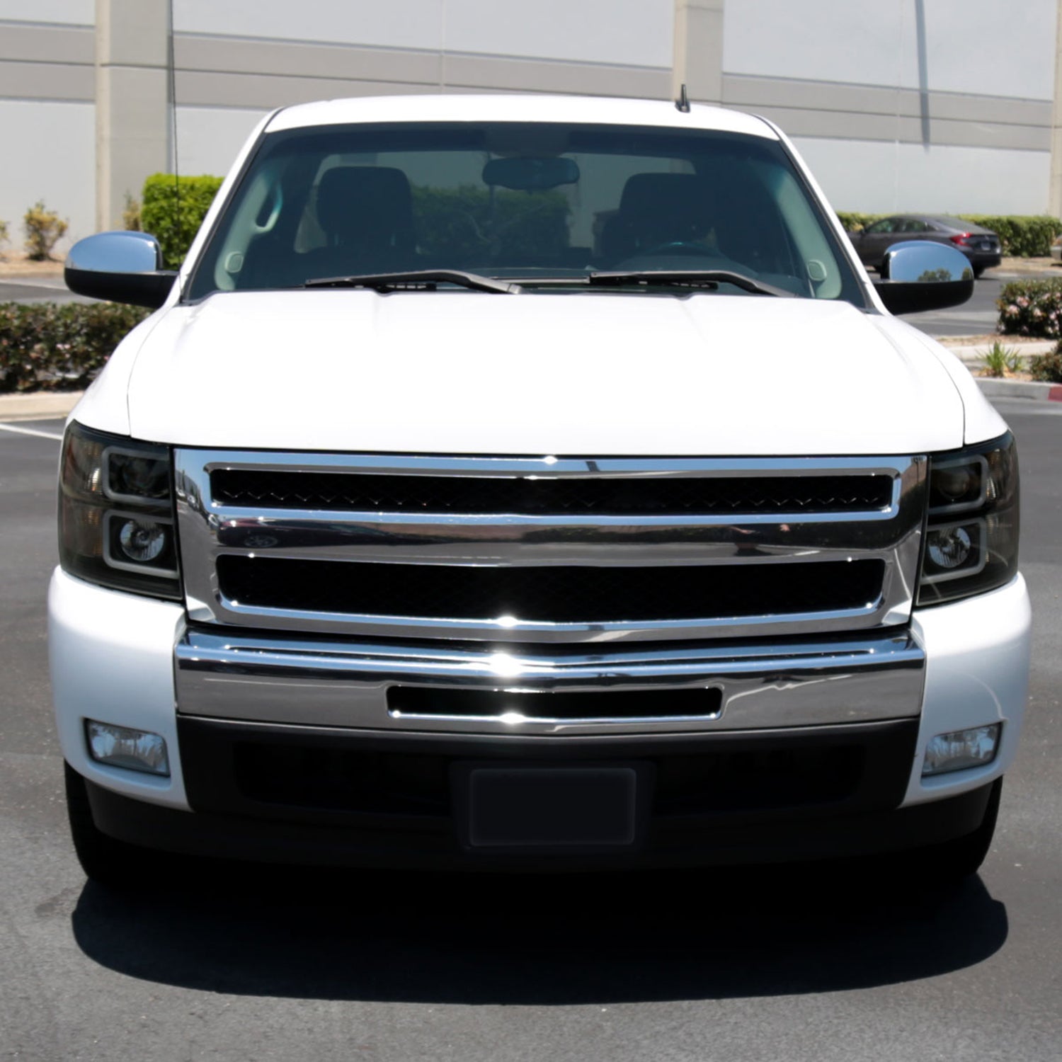 2007-2013 Chevy Silverado 1500 2500HD 3500HD LED C-Bar Headlights Black Smoke