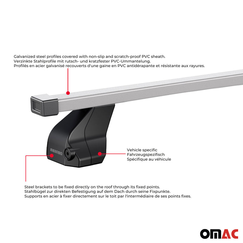 1997-2003 BMW 5 Series E39 Sedan Roof Rack Cross Bars Silver