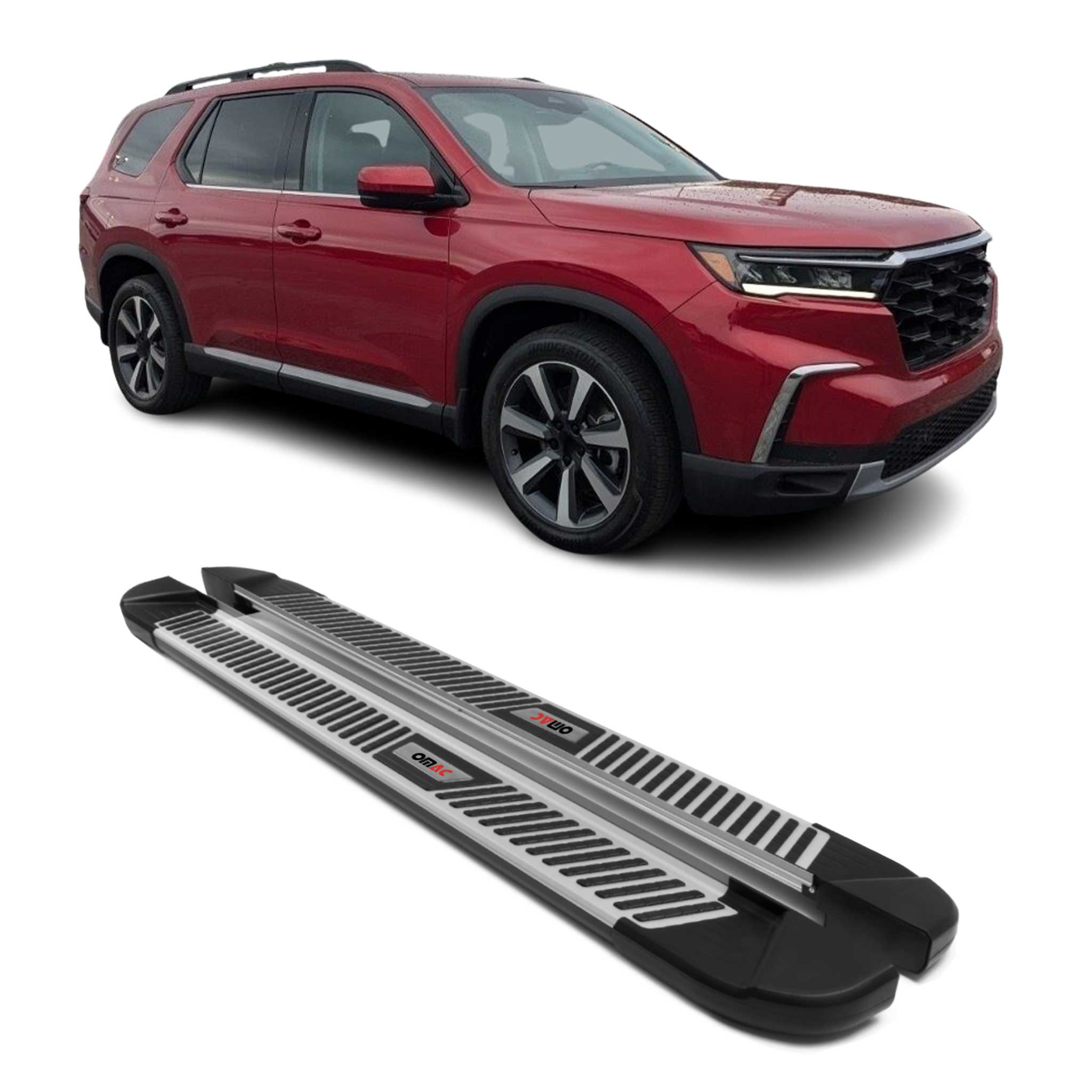 2023-2025 Honda Pilot IV Nerf Bars Side Steps Running Boards Silver 2x