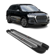 2007-2015 Audi Q7 Running Boards Side Steps Silver & Black