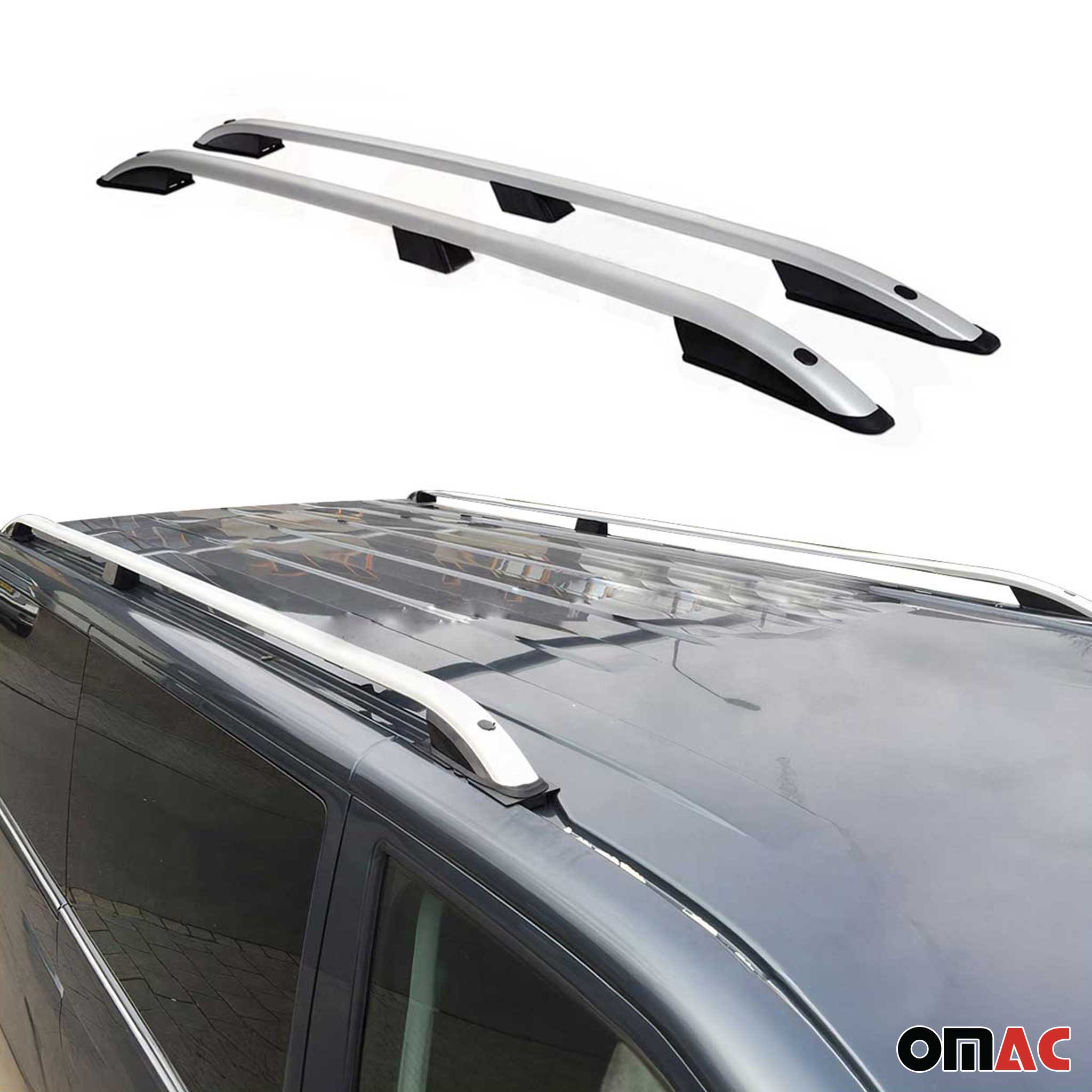 For 2003-2010 Porsche Cayenne Roof Rack Side Rails Aluminium Gray 2 Pcs