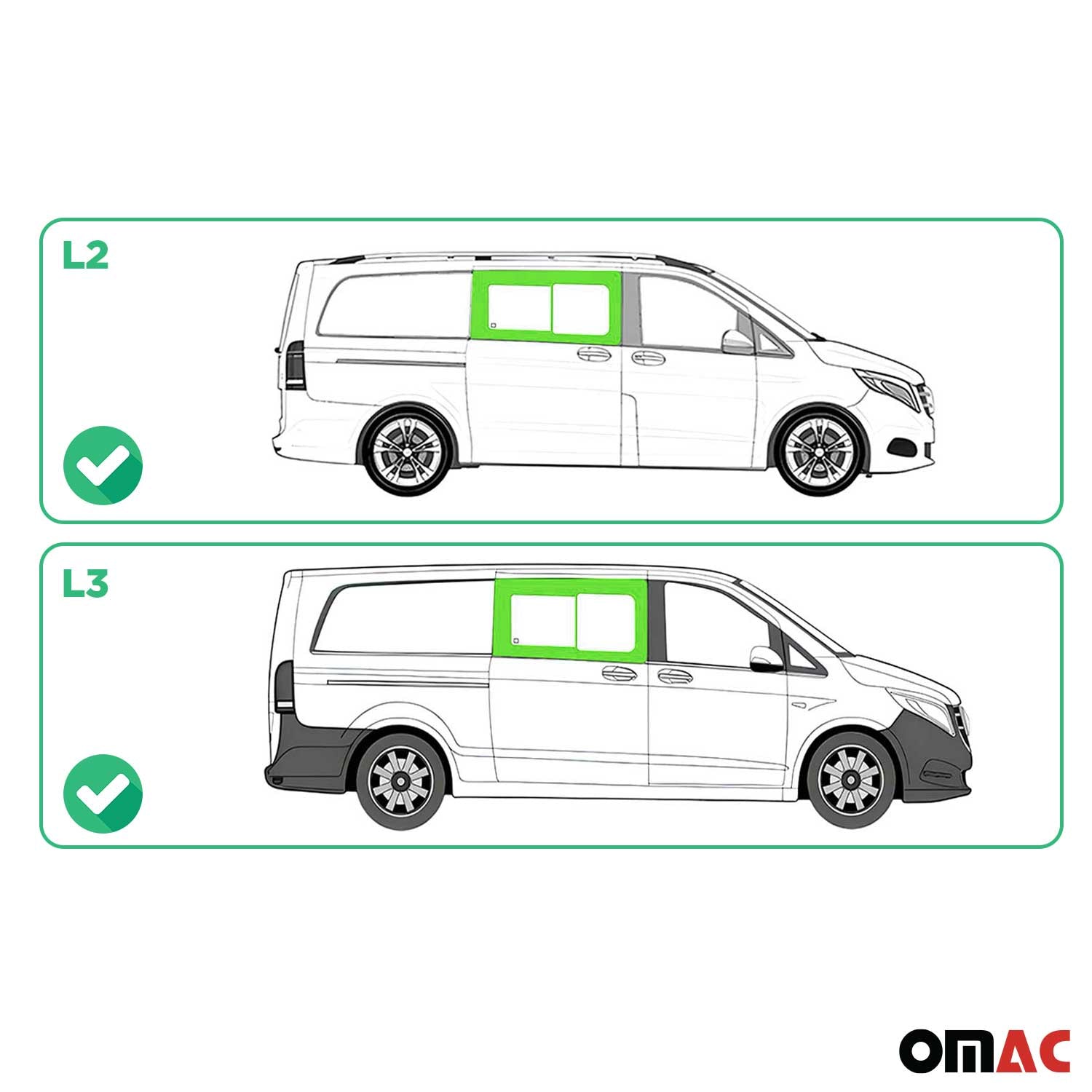 2016-2024 Mercedes Metris L2 L3 Sliding Window Glass Front Right Side Black