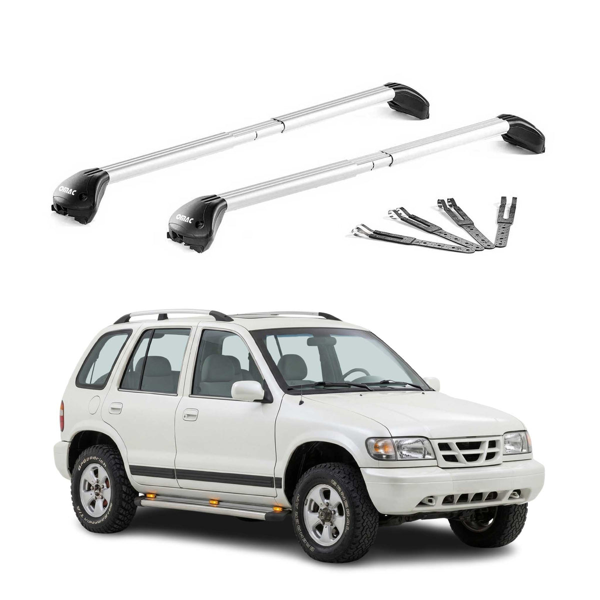 Roof Rack Cross Bars Luggage Carrier for Kia Sportage 1.gen 1995-2002 Alu Silver