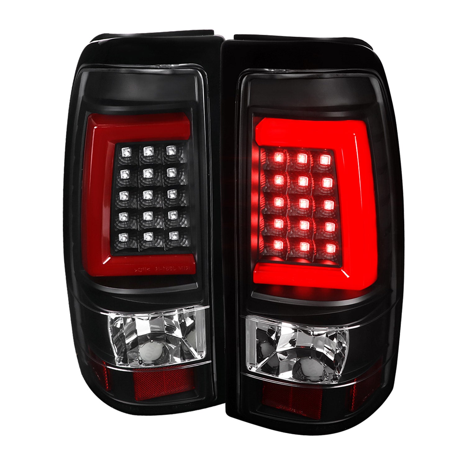 1999-2002 Chevy Silverado/ 99-2006 GMC Sierra Red Bar LED Tail Lights - G2 Black