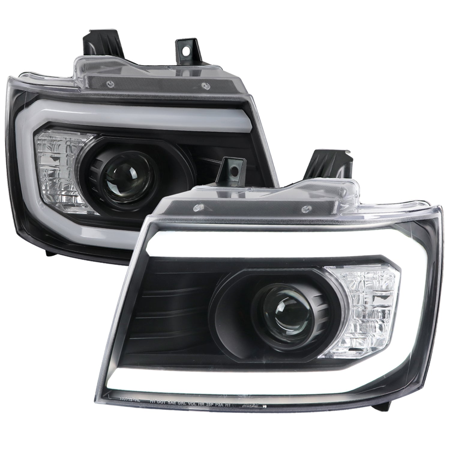 2007-2013 Chevy Avalanche/ 07-2014 Tahoe Suburban LED C-Bar Headlights Black