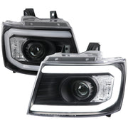 2007-2013 Chevy Avalanche/ 07-2014 Tahoe Suburban LED C-Bar Headlights Black