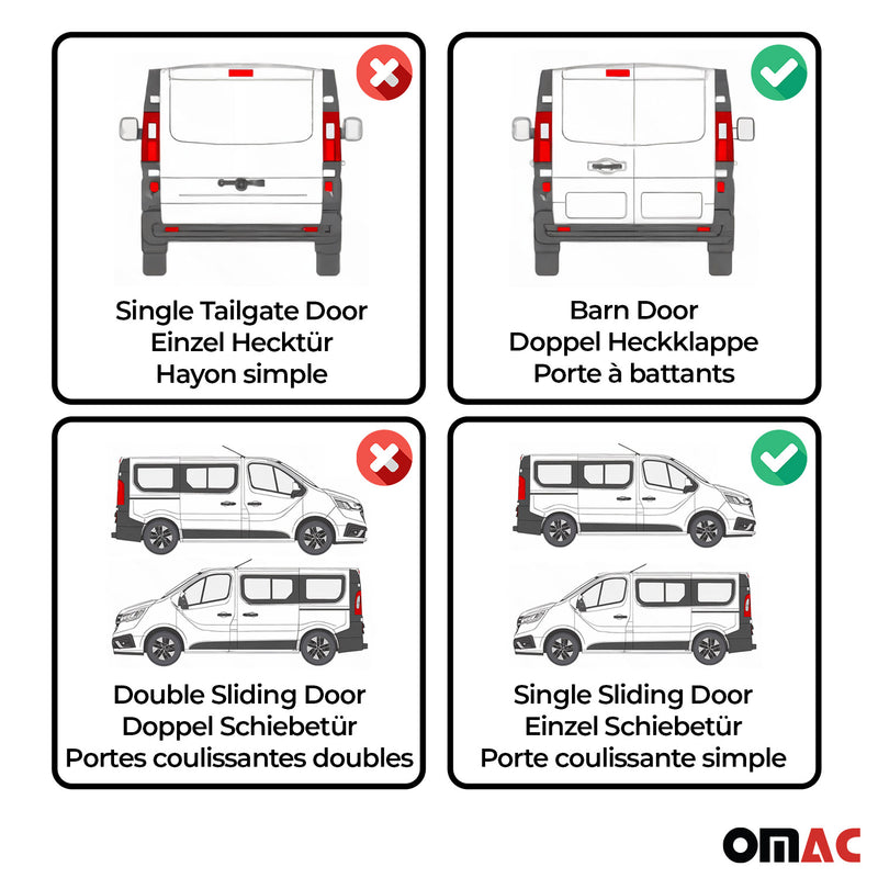 Side Curtain Behind The Driver 1x Sliding Door 1x Tailgate for VW Eurovan 92-03