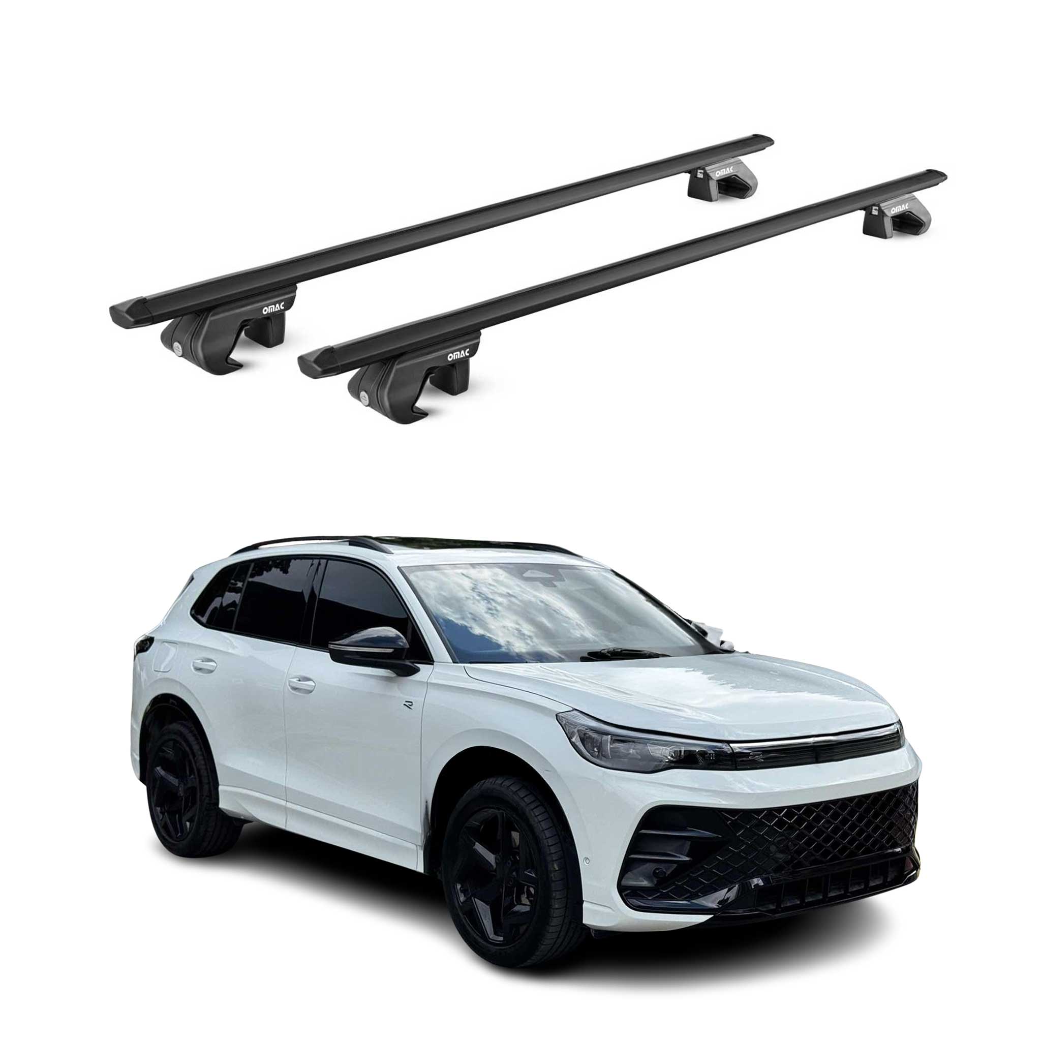 2025 VW Tiguan Roof Rack Cross Bars Luggage Carrier Alu Black 2x
