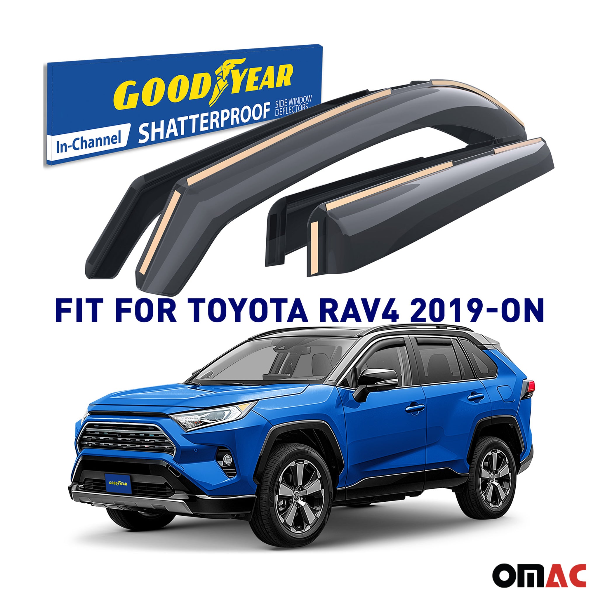 Goodyear Wind Deflectors for Toyota RAV4 2019-2025 In-channel Premium Smoke 4x