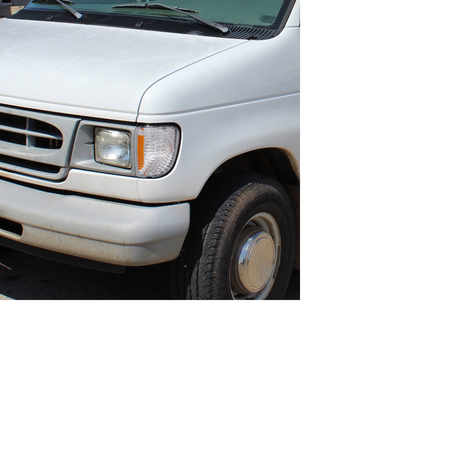 1992-2007 Ford E-Series Econoline Corner Lights Amber Reflectors Chrome/Clear