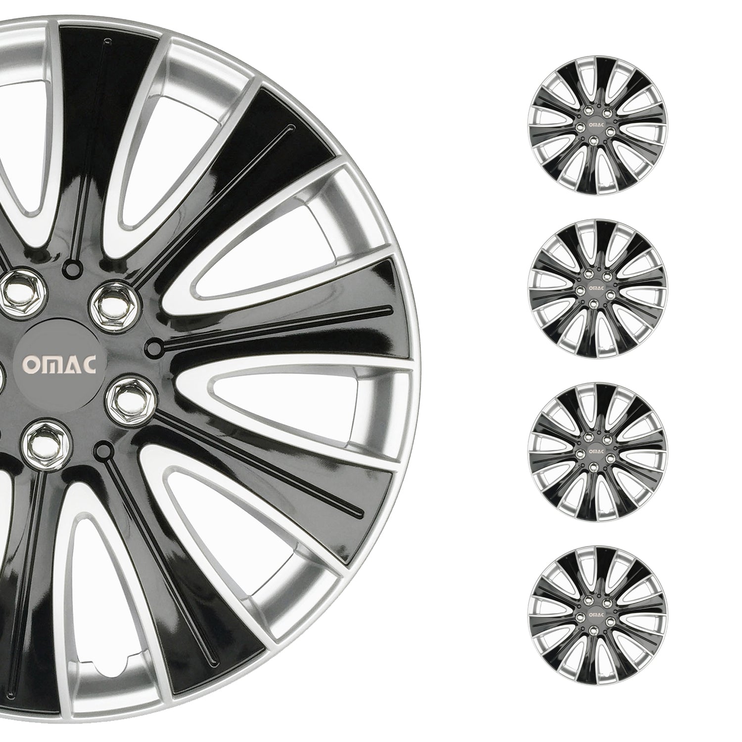 16" Hub Caps for Ford Transit 150 250 350 2015-2025 Black Silver 4x Wheel Covers