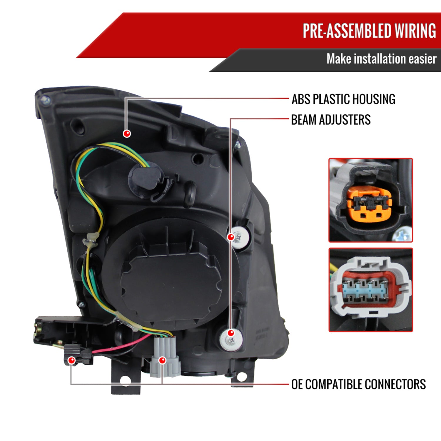 2003-2005 Nissan 350Z Projector Headlights Matte Black Housing/Clear Lens